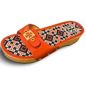 Tory Burch Dixon Patent slide in Equestrian Orange size 6.5
